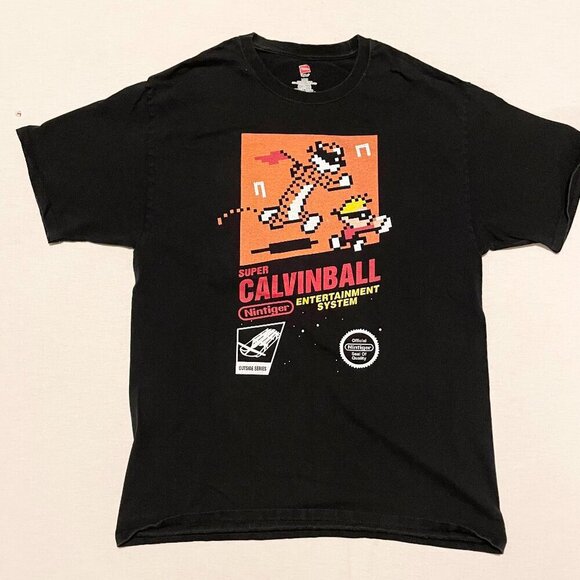 Super CalvinBall Shirt Mens Size Large Short Sleeve T Shirt Calvin Hobbes - Picture 16 of 16